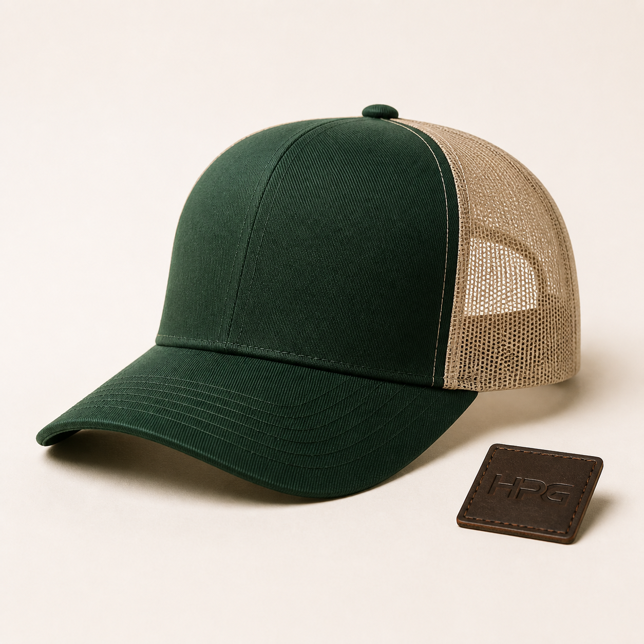 Forest green and khaki Richardson 112 blank trucker hat